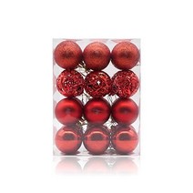 AMS 2.3660mm 24ct 크리스마스 공 트리 펜던트 비산 방지 장식품 장식 휴일, Red, 2.36'/60mm