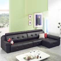 서광퍼니처 힐링 이태리라텍스 천연가죽 6인용 소파 스툴세트, 다크브라운