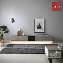 GVEN 지벤 뉴 노르마니 LED 유리도어 거실장 GL, 블랙, 블랙화이트