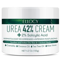 Ellocy 유레아 40% 풋 크림 플러스 살리실산 125mL 최고의 굳은살 제거제 - 발 무릎 및 팔꿈치에 수분을 공급하고 공급합니다 두껍고 갈라지고 거칠고 죽고 건조한 피