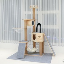 가르르 원목 고양이 캣타워, 짧은보드, 필요없음, 연그레이