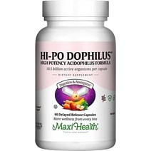 Maxi Health Hi-po Dophilus - 프로바이오틱 보충제 - 남성 및 프로바이오틱스를 위한 락토바실러스 및 비피더박테리아 프로바이오틱스 여성용 소화 건강 장 건강 팽, 60 Count