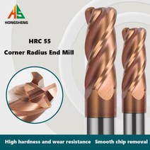 HRC55 코너 반경 엔드 밀 텅스텐 카바이드 스틸 CNC 밀링 커터 도구 4 플루트 커터 Deg R02 R05 R1 금속 라우터, 6R2X15X50L
