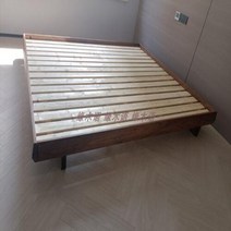 스마트침대 맞춤형 조용한 조명 럭셔리 미니멀리스트 오크 블랙 헤드리스 매달린 침대 북유럽 월넛 단단한 나무 더블 프레임, Black walnut+1800mm 2000mm