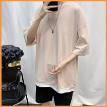 티셔츠 남성 5부 반팔 티 레이어드 라운드 넥 무지 추천 봄 옷 의류 상의 의상 대학 생 외출 패션 패셔니스타 코디 미팅 소개팅 데이트 룩북 잡화 INSUM95