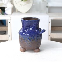 [인아트스튜디오] 토어도예 중형 고리 움푹 못난이 15100 - 수제 도자기 다육 고급 예쁜 마디바 방울복랑금, 3-코발트