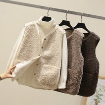 로로스키니 여성 단추 양털 후리스 조끼 뽀글이 여성 베스트 LS0481