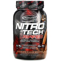 Muscletech Nitro Tech Ripped 얼티미트 단백질 체중 감량 포뮬러 쵸콜릿 퍼지 브라우니 907g (2lbs)