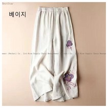 BestStar 린넨 와이드 여성 바지 일자 캐주얼 팬츠 칠부 바지
