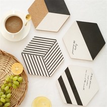 퀸즈앤킹스 코르크 냄비받침대 컵홀더 컵받침대 냄비홀더, 스트라이프큐브, 1개