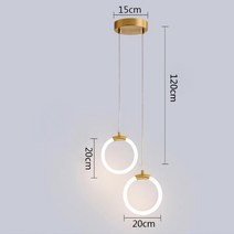 파워딜 골드 행잉 링 펜던트 조명 따뜻한 화이트 LED 램프 레스토랑 바 카페 U 모양, 07 C-2 heads_01 차가운 흰색