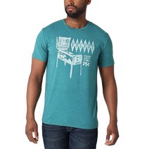 Lee 남성용 반소매 그래픽 티셔츠 작업복 로고 - 헤더 블랙 126809, Small, Teal Heather-pinball