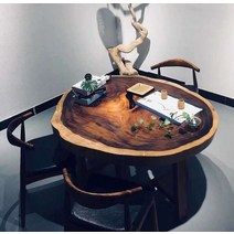 원목 탁자 나무 원탁 통나무 고급 식탁 호두나무, 호두나무원탁샷