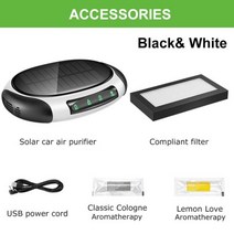휴대용 차량용 공기청정기 미세먼지제거 자동차 공기 청정기 음이온 USB 미니 차량 HEPA 필터 제거, Black White 2