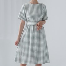 PLUVIA 여름 체크 무늬 비치 원피스 리본 휴가 휴양지 바캉스 자체제작 오피스룩