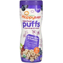 해피패밀리 오가닉 아기과자 아이간식 슈퍼푸드 곡물 스낵 당근 딸기 60g Puffs
