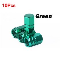 자동차 휠 타이어 밸브 캡 림 스템 커버 고무 씰 포함 에어더스트 방수 바이크 오토바이 트럭 자전거용 스타일, [19] Green-10Pcs