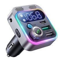 Joyroom- 48W 블루투스 차량용 어댑터 듀얼 마이크 HiFi 사운드 5.3 FM 송신기 자동차 핸즈프리 수신기, [01] Black