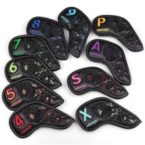 무릎보호대 발목 손목 허리 골반 블랙 골프 클럽 헤드 커버 패션 패턴 휴대용 연습 보호대 운동 가드 10 개 세트, [01] Black