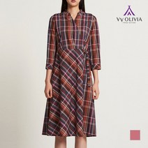 올리비아로렌 체크 랩 롱 원피스 VVCOAWF8131