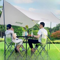 고밀도원단 타프텐트 라이트 가림막 글램핑 윈드스크린, 은도금 선크림 헥사 캐노피 S