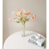 양귀비 조화 장식 피치코랄 생화같은 인테리어 수입 고급 실크플라워 카페 꽃다발 부쉬, 샴페인