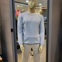 [바쏘옴므] 캐시미어 혼방 파스텔 톤 스카이블루 라운드 긴팔 니트 WSV3GW53A