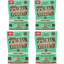 프리말 펫푸드 프라이멀 동결건조 사료 너겟 치킨 14온스4팩 완전 균형 국자 건강한 곡물 무함유 날 개 강아지