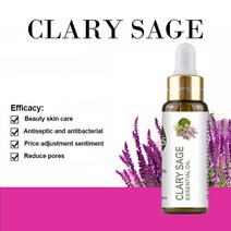 퓨어 천연 라벤더 에센셜 오일 디퓨저 10ml 유칼립투스 레몬 자스민 민트 제라늄 로즈 티 트리 아로마, [01] 10ml, [18] Clary Sage Oil