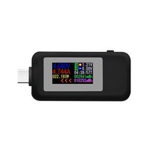 누전측정기 전기계측기 멀티테스터기type-c usb 테스터 컬러 스크린 타이밍 전류계 전원 은행 충전기 표시기가있는 전류 4-30v usb-c 전압 전류 테스터, 검은색
