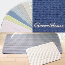 스피가 국내생산 면발매트 화장실 욕실 주방 현관 호텔식 다용도 와플발매트, 체크그린