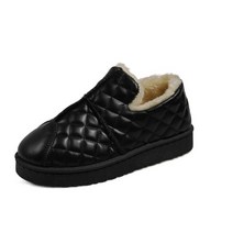 숙녀 두꺼운 가죽 짧은 신발 여성 코튼 벨벳 플러시 모피 스노우 부츠 패션 라운드 머리