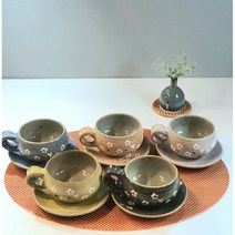 야생화 대추 생강 쌍화차 도자기커피잔, 살구