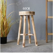 튼튼한 나무 우드 스툴 빈티지 현관 신발장 의자 화장대 홈스테이 오동나무, 60CM