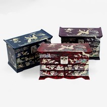 나전 송학 설합 4단 한지경대보석함 (특대), 보라