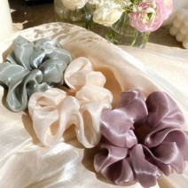 우아한 진주빛깔 새틴 한복스타일 곱창밴드 헤어밴드