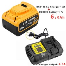 디월트dcb606 20v 60v 9.0ah 6.0ah flexvolt xr 18v ​​54v 전동 공구용 리튬 이온 배터리 20볼트 리튬 배터리 dcb547, 18 년, 1-1배터리와 충전기