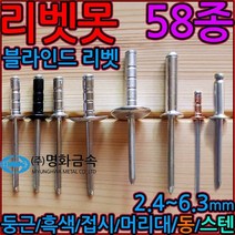 알루미늄블라인드/스텐/리벳/리벳못/리베트/리벳트/동, 1-2 둥근 흑색 리벳, 4.0*16mm-200개