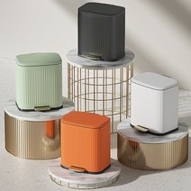 친환경 고급스텐 사무실 무소음 페달형쓰레기통 인테리어휴지통 밀폐형쓰레기통 냄새차단 6L, 화이트