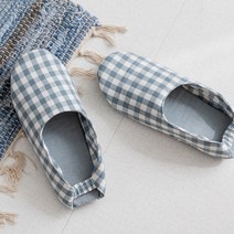 데코에버 파스텔체크 어린이집교사 덧신실내화 미끄럼방지, 블루