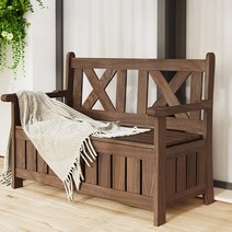 원목 수납 벤치 펜션 방부목 의자 안뜰 공원 야외, 수납형 벤치