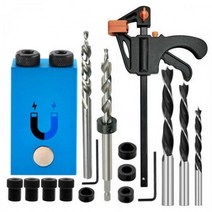 수공구 목공 15도 포켓 홀 지그 교체 6 8 10mm 드릴 가이드 마그네틱 블루 키트 우드 조인트, Set E