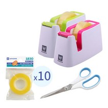 화신 스마트 테이프컷터 1개(컬러랜덤)+1830 테이프리필 10개+사무용가위(대)