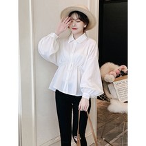 가오리핏 허리 밴딩 화이트 셔츠