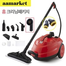 더블에이 스팀청소기 주방 기름때 카펫 쇼파 핸디 욕실 차량 물걸레 가정용 2m호스, 레드 풀옵션 2m호스