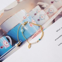 진주 네이비 선스톤 팔찌 심플 손꼬치