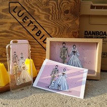 일러스트초상화 커플 반려견 가족 그림선물 셀프청첩장 퇴직 효도선물 액자 핸드폰케이스, 5X7액자