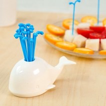 달자샵 인테리어 테이블 장식 과일픽 꽂이 고래 홀더 다용도 물기둥 디자인 이쑤시개 세트, 1SET