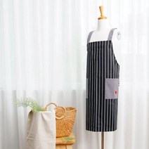 모즈 스웨덴 순면 스트라이프 포인트 앞치마 블랙, 단품