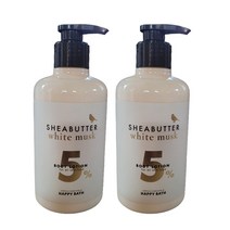 해피바스 시어버터 5% 바디로션 화이트머스크향, 500ml, 2개